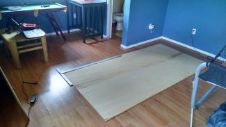 One of my two sheets of ACX plywood laid out for marking