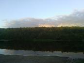 Sunset over the lake at the campground