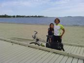 On the boardwalk before dipping the wheel