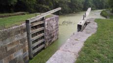 One of the many locks I've passed on this trip. Each one provides a quick downhill in the path and a free burst of speed.