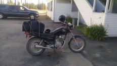 Motorcycle outside the hotel after day 1.