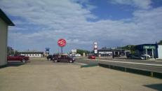 Entering Saskatchewan. The red posts are the state line.
