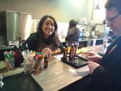 Tatiana and the candle shop. Karl making "shovel" room spray.