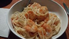 Julie and I made Buffalo shrimp for dinner.